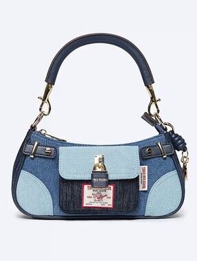 True Religion Patchwork Denim Shoulder Handbag